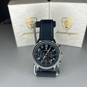 Poedagar 42mm Navy Chronograph Men's Watch